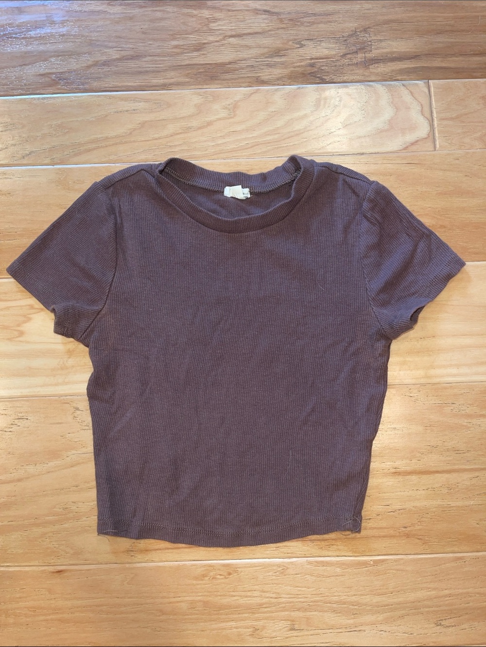 Garage Chocolate Ribbed Cropped Tee